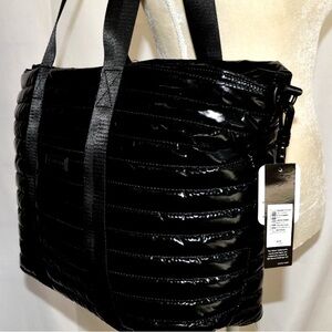 Stylish Black Travel Quilted Shoulder or crossbody Bag Tote Light